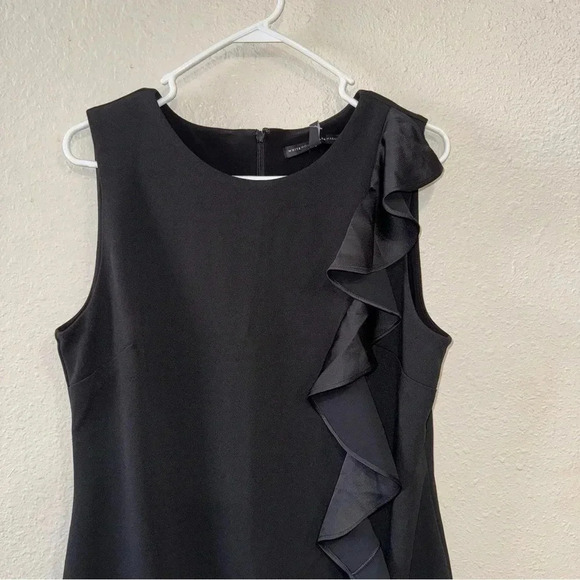 White House Black Market Black Shift Dress with Ruffle Womens Large - Picture 3 of 8